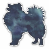 Amerikaanse Waterverf Eskimo Dog Black Silhouette Sticker (Voorkant)