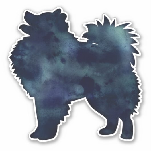 Amerikaanse Waterverf Eskimo Dog Black Silhouette Sticker (Voorkant)