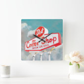 Amerikaanse wegbaan | Koffiesjabloon Vierkante Klok (Huis)