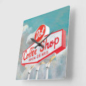 Amerikaanse wegbaan | Koffiesjabloon Vierkante Klok (Hoek)