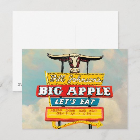 Amerikaanse wegbaan | Restaurantteken Briefkaart (Voorkant / Achterkant)