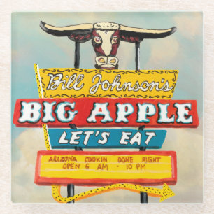 Amerikaanse wegbaan   Restaurantteken Glazen Onderzetter