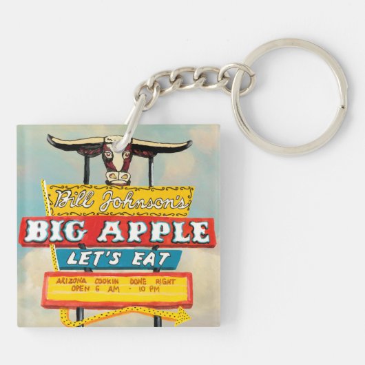 Amerikaanse wegbaan | Restaurantteken Sleutelhanger (Achterkant)