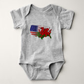 Amerikaanse welsh Flags Map One Piece Romper (Voorkant)