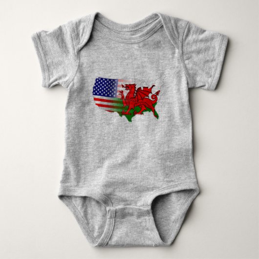 Amerikaanse welsh Flags Map One Piece Romper (Voorkant)