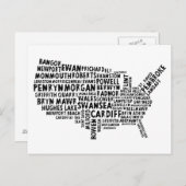 Amerikaanse Welsh plaatsnamen Typografie Briefkaar Briefkaart (Voorkant / Achterkant)