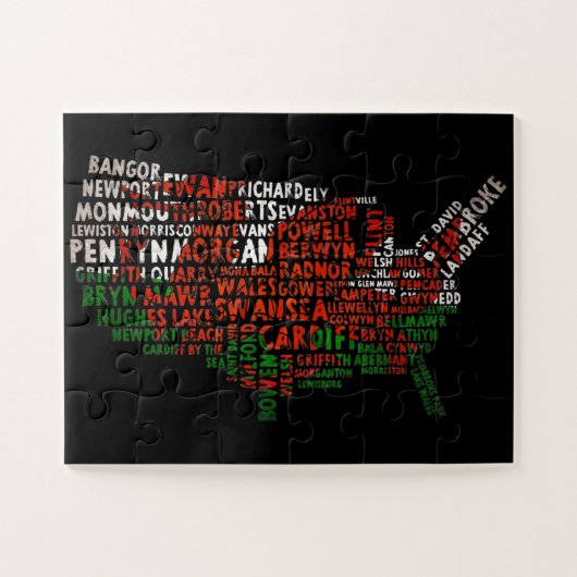 Amerikaanse Welsh Place Names Jigzaag Puzzle Legpuzzel (Horizontaal)