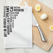 Amerikaanse Welsh Place Names Map Kitchen Towel Theedoek (Quarter Fold)