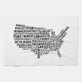 Amerikaanse Welsh Place Names Map Kitchen Towel Theedoek (Horizontaal)