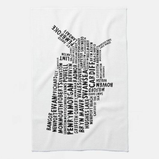 Amerikaanse Welsh Place Names Map Kitchen Towel Theedoek (Verticaal)