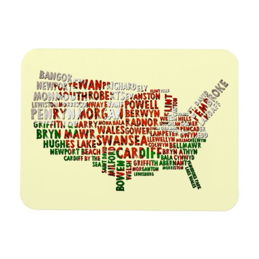 Amerikaanse Welsh Rode Draak Kaart Flexi Magnet Magneet (Horizontaal)