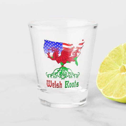 Amerikaanse Welsh Roots Shot Glas (Voorkant)