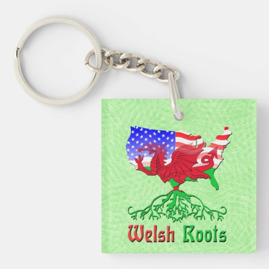 Amerikaanse Welsh Roots Sleutelhanger (Voorkant)