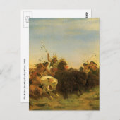 -Amerikaanse West Art, Buffalo Hunt van Wimar Briefkaart (Voorkant / Achterkant)