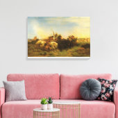 -Amerikaanse West Art, Buffalo Hunt van Wimar Canvas Afdruk (Insitu (Woonkamer))