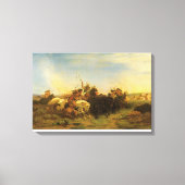 -Amerikaanse West Art, Buffalo Hunt van Wimar Canvas Afdruk (Voorkant)