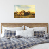 -Amerikaanse West Art, Buffalo Hunt van Wimar Canvas Afdruk (Insitu (Slaapkamer))