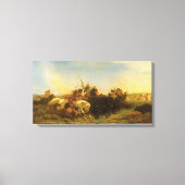 -Amerikaanse West Art, Buffalo Hunt van Wimar Canvas Afdruk (Voorkant)