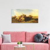 -Amerikaanse West Art, Buffalo Hunt van Wimar Canvas Afdruk (Insitu (Woonkamer))