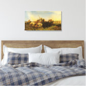 -Amerikaanse West Art, Buffalo Hunt van Wimar Canvas Afdruk (Insitu (Slaapkamer))
