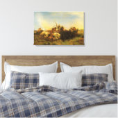 -Amerikaanse West Art, Buffalo Hunt van Wimar Canvas Afdruk (Insitu (Slaapkamer))
