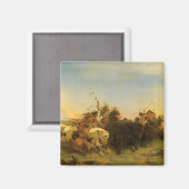 -Amerikaanse West Art, Buffalo Hunt van Wimar Magneet (Voorkant / Achterkant)