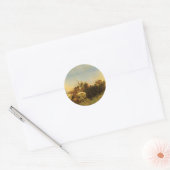 -Amerikaanse West Art, Buffalo Hunt van Wimar Ronde Sticker (Envelop)