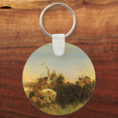 -Amerikaanse West Art, Buffalo Hunt van Wimar Sleutelhanger (Achterkant)