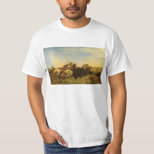 -Amerikaanse West Art, Buffalo Hunt van Wimar T-shirt (Voorkant)