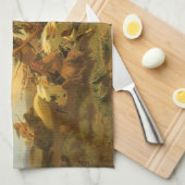 -Amerikaanse West Art, Buffalo Hunt van Wimar Theedoek (Quarter Fold)