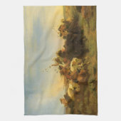 -Amerikaanse West Art, Buffalo Hunt van Wimar Theedoek (Verticaal)