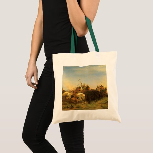 -Amerikaanse West Art, Buffalo Hunt van Wimar Tote Bag (Voorkant (product))