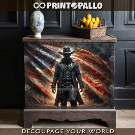 Amerikaanse western outlaw cowboy held met vlag tissuepapier