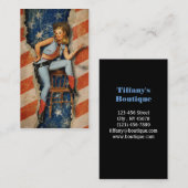 Amerikaanse Westerne Visitekaartjes met vlagpatrio (Voorkant / Achterkant)