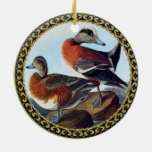 Amerikaanse Widgeon-eenden op een rots Keramisch Ornament (Achterkant)