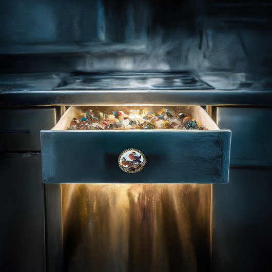 Amerikaanse Widgeon-eenden op een rots Keramische Knop