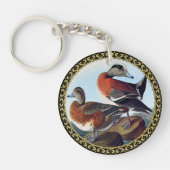 Amerikaanse Widgeon-eenden op een rots Sleutelhanger (Voorkant)