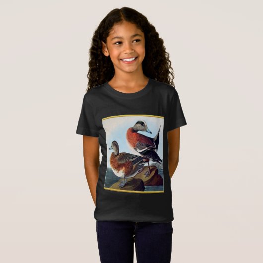 Amerikaanse Widgeon-eenden op een rots T-shirt (Voorkant volledig)