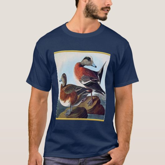 Amerikaanse Widgeon-eenden op een rots T-shirt (Voorkant)