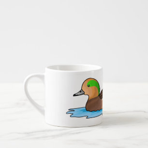 Amerikaanse wigeon vogel cartoon illustratie espresso kop