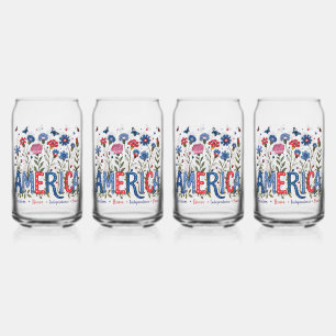 Amerikaanse Wilde Bloemen Patriottisch 4 juli Pret Blikvorm Glas