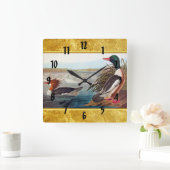 Amerikaanse wilde eenden in een meer zwemmen vierkante klok (Huis)