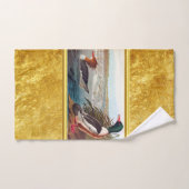 Amerikaanse wilde eenden in een rivier die zwemt bad handdoek (Handdoek)