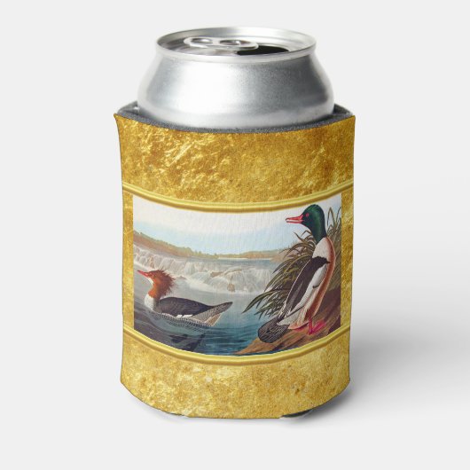 Amerikaanse wilde eenden in een rivier die zwemt blikjeskoeler (Blikje Achterkant)