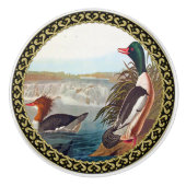 Amerikaanse wilde eenden in een rivier die zwemt keramische knop (Voorkant)