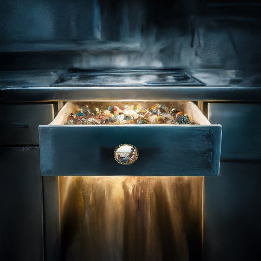 Amerikaanse wilde eenden in een rivier die zwemt keramische knop