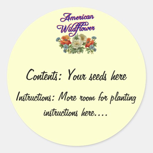 Amerikaanse Wildflower Custom Seed Packet Stickers (Voorkant)