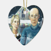Amerikaanse winter - Grant Wood parody Keramisch Ornament (Links)