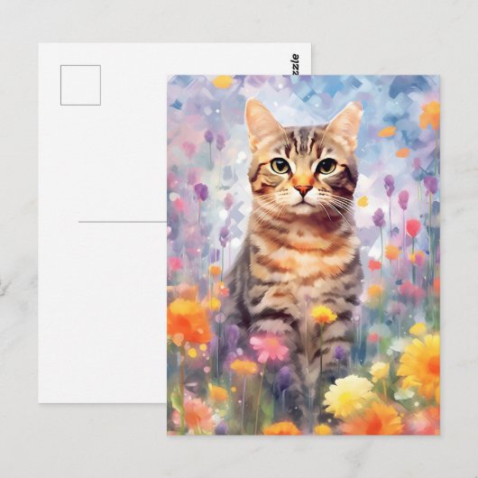 Amerikaanse wirehair kat kleurrijk aquarel kunstwe briefkaart (Voorkant / Achterkant)