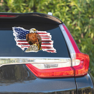 Amerikaanse Witte-Kop Zeearend Patriottische Vlag  Sticker